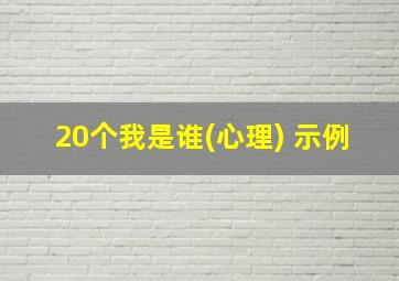 20个我是谁(心理) 示例